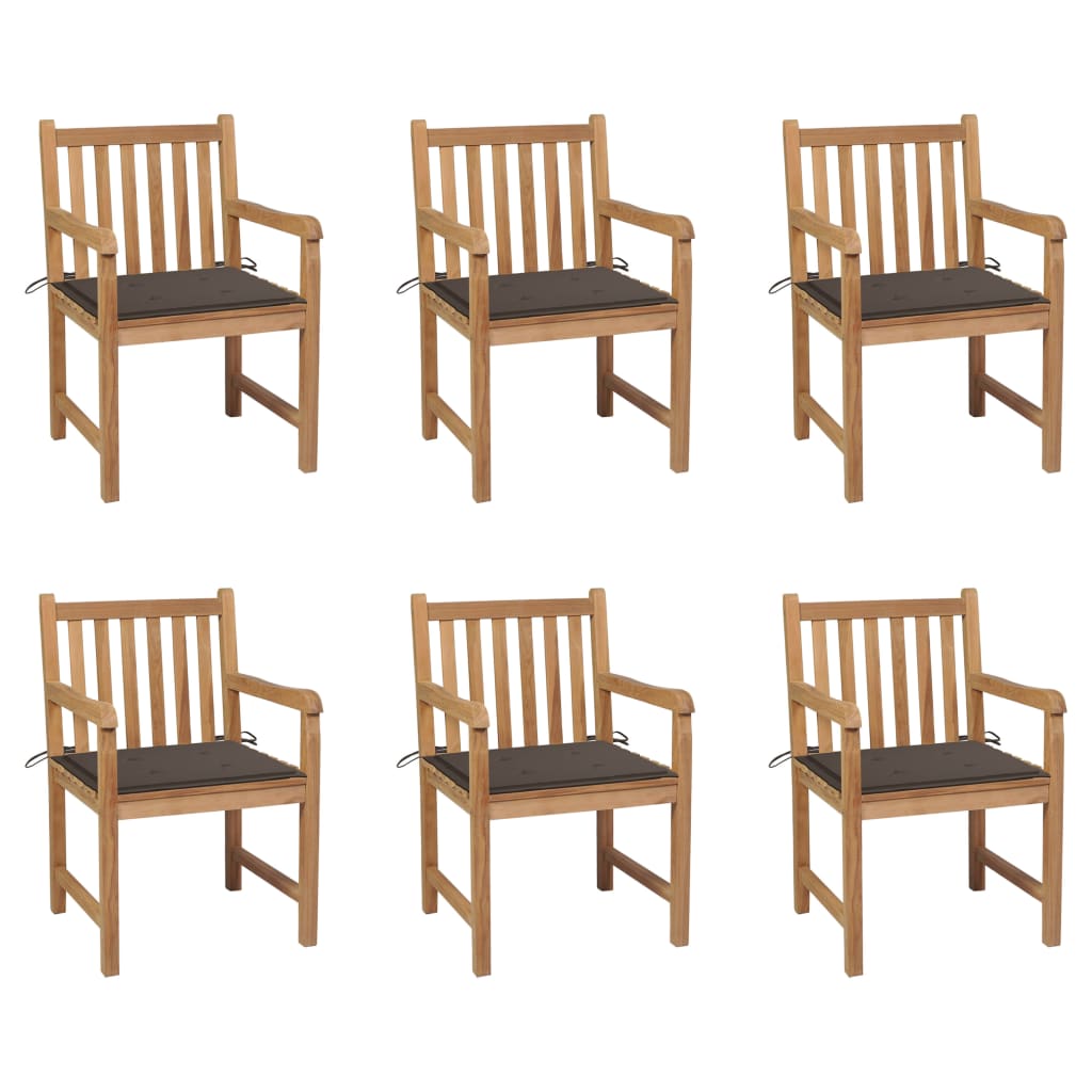 Gartenstühle 6 Stk. Mit En Kissen Massivholz Teak