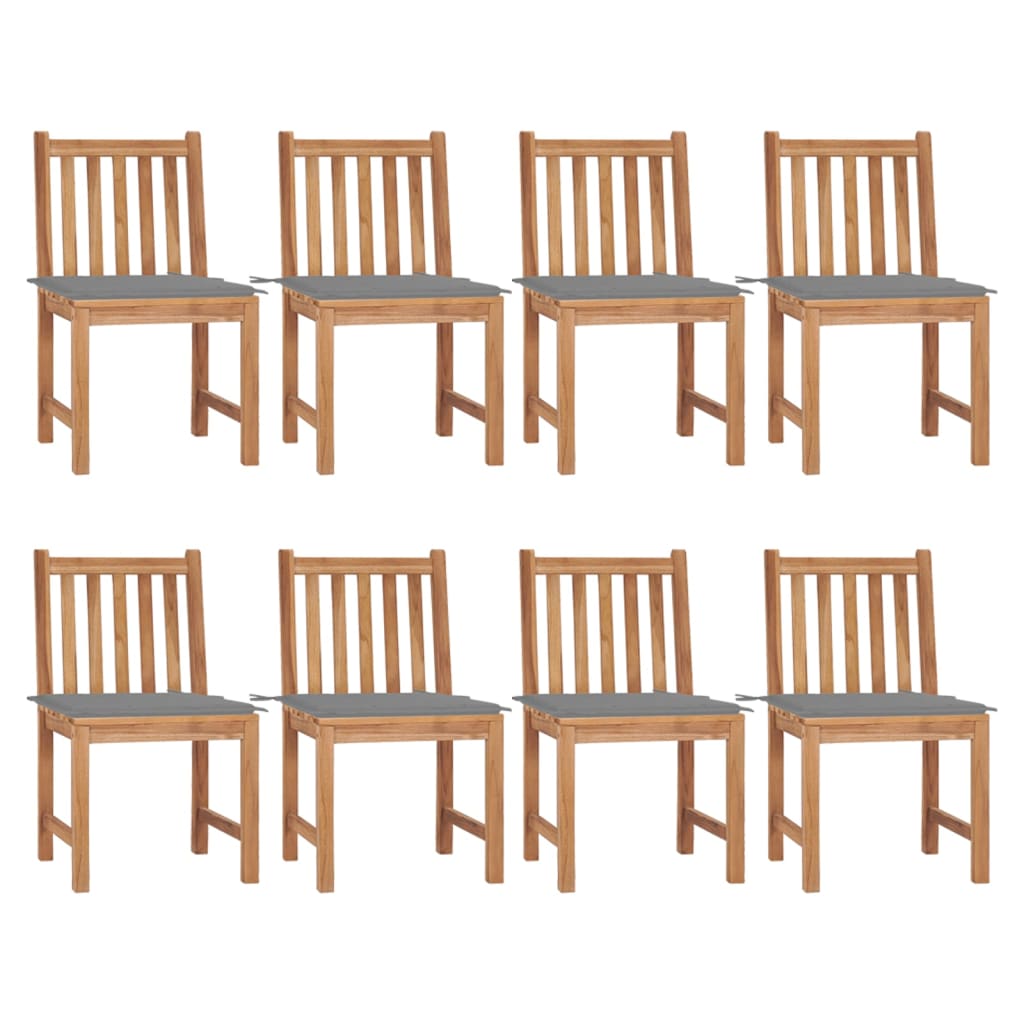 Gartenstühle 8 Stk. Mit Kissen Massivholz Teak