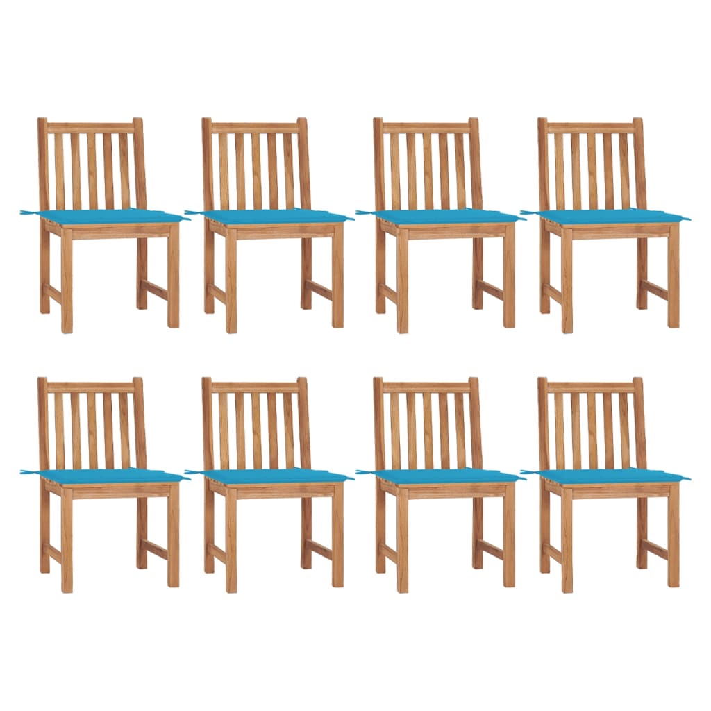 Gartenstühle 8 Stk. Mit Kissen Massivholz Teak