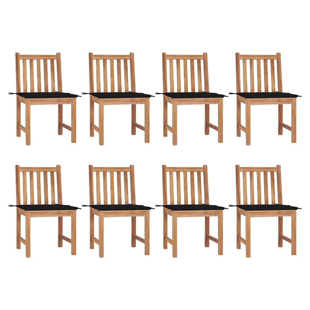 Gartenstühle 8 Stk. Mit Kissen Massivholz Teak
