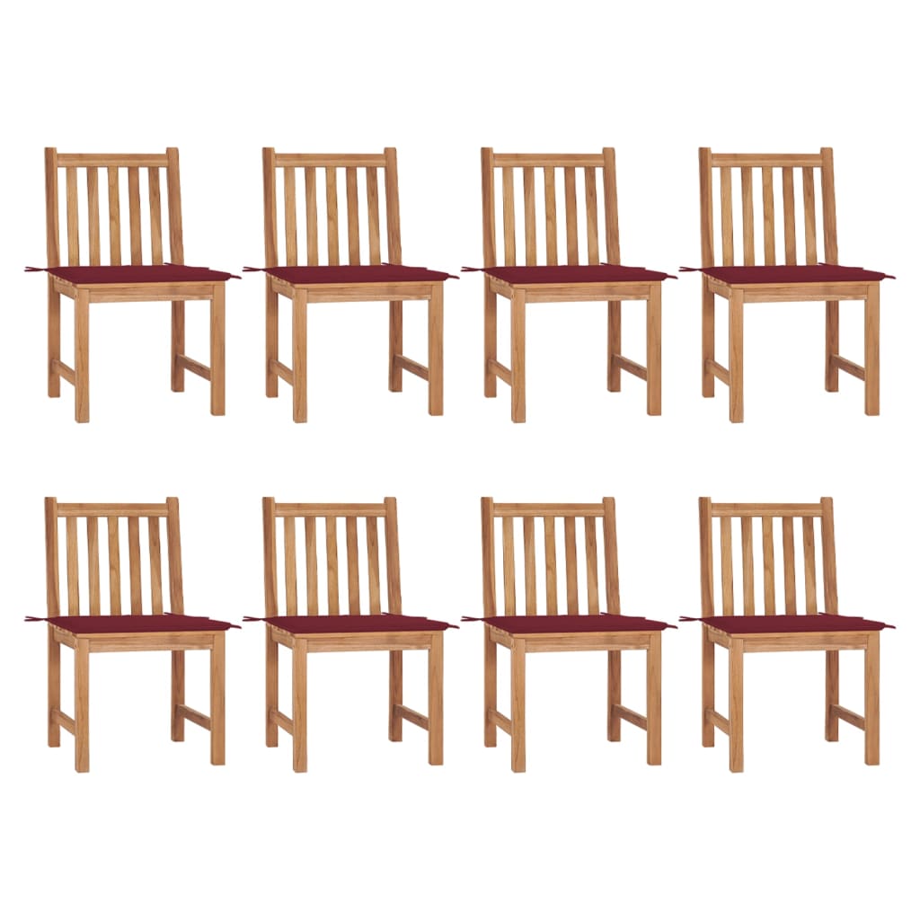 Gartenstühle 8 Stk. Mit Kissen Massivholz Teak
