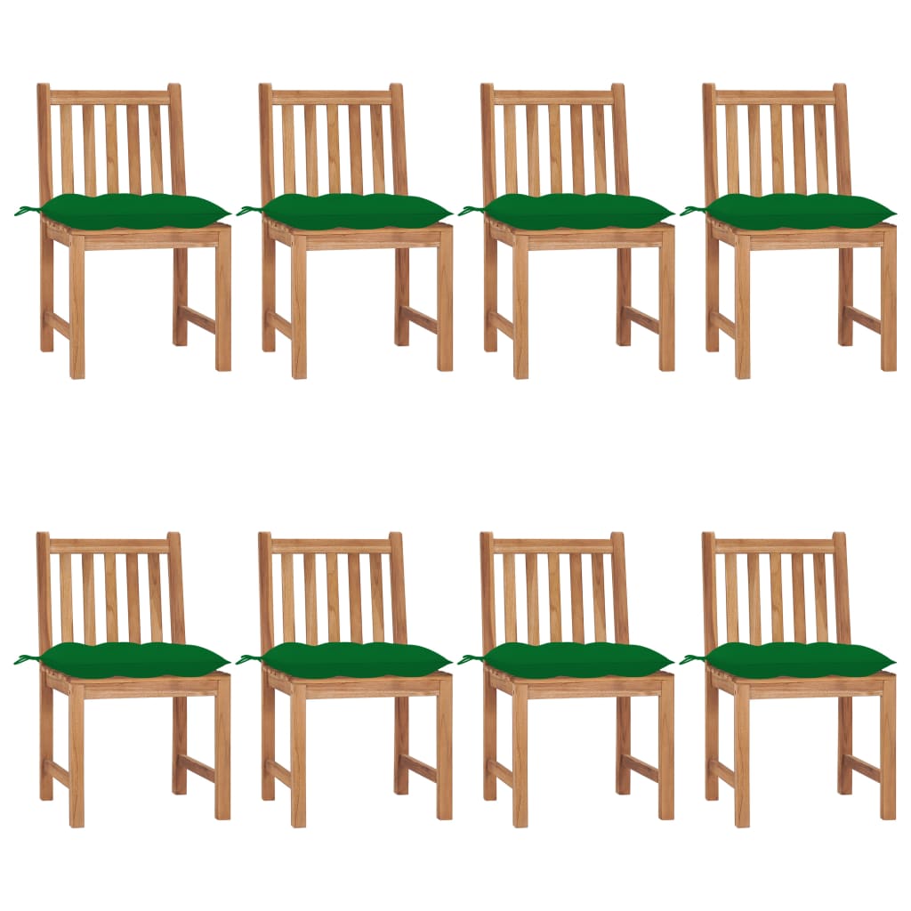 Gartenstühle 8 Stk. Mit Kissen Massivholz Teak