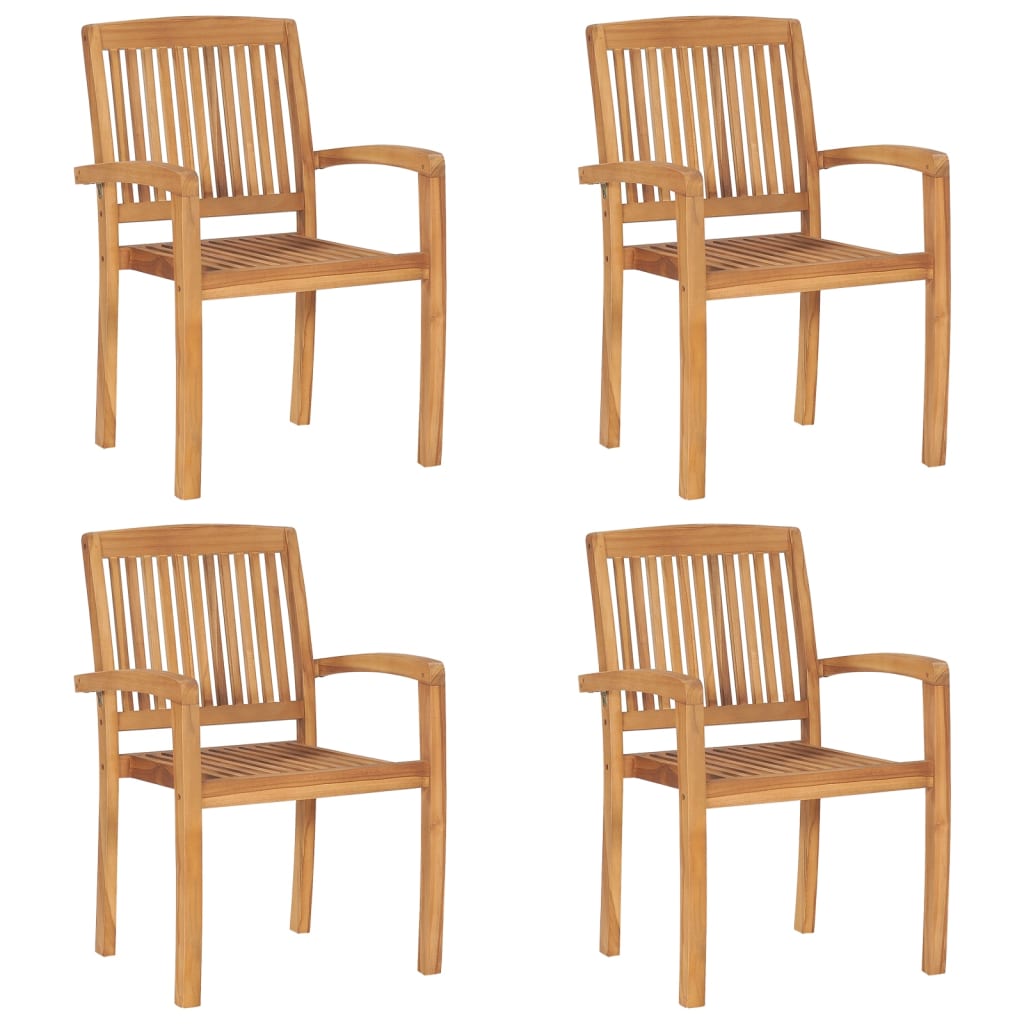 Stapelbare Gartenstühle Mit Kissen 4 Stk. Massivholz Teak