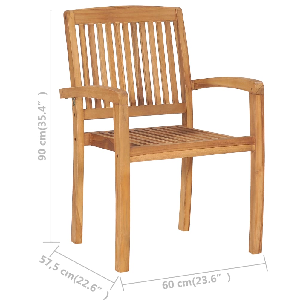 Stapelbare Gartenstühle Mit Kissen 4 Stk. Massivholz Teak