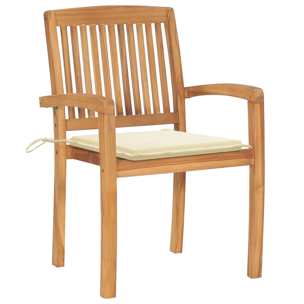 Stapelbare Gartenstühle Mit Kissen 4 Stk. Massivholz Teak