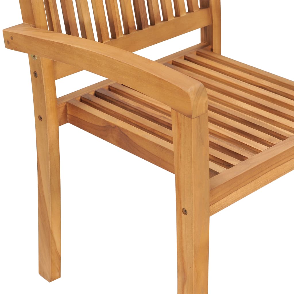Stapelbare Gartenstühle Mit Kissen 4 Stk. Massivholz Teak