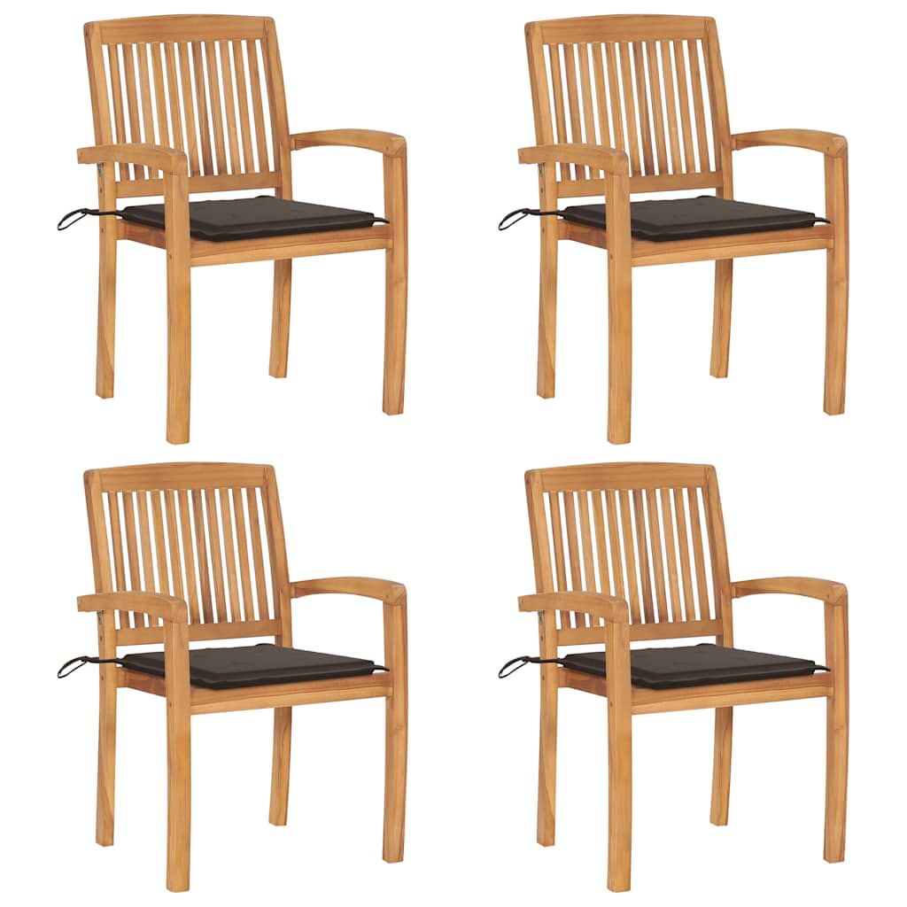Stapelbare Gartenstühle Mit Kissen 4 Stk. Massivholz Teak