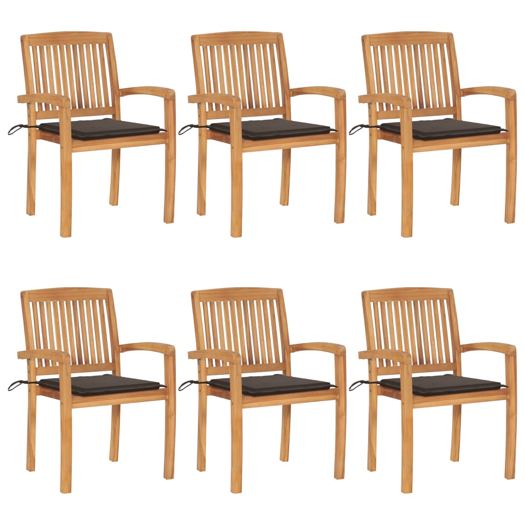 Stapelbare Gartenstühle Mit Kissen 4 Stk. Massivholz Teak