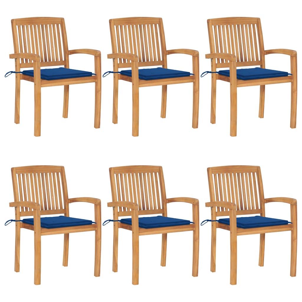 Stapelbare Gartenstühle Mit Kissen 4 Stk. Massivholz Teak