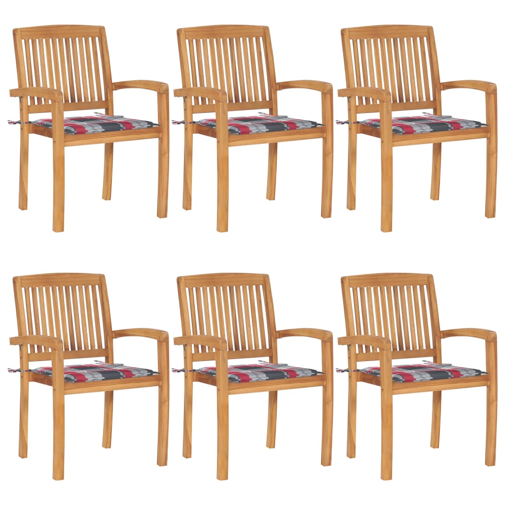 Stapelbare Gartenstühle Mit Kissen 4 Stk. Massivholz Teak