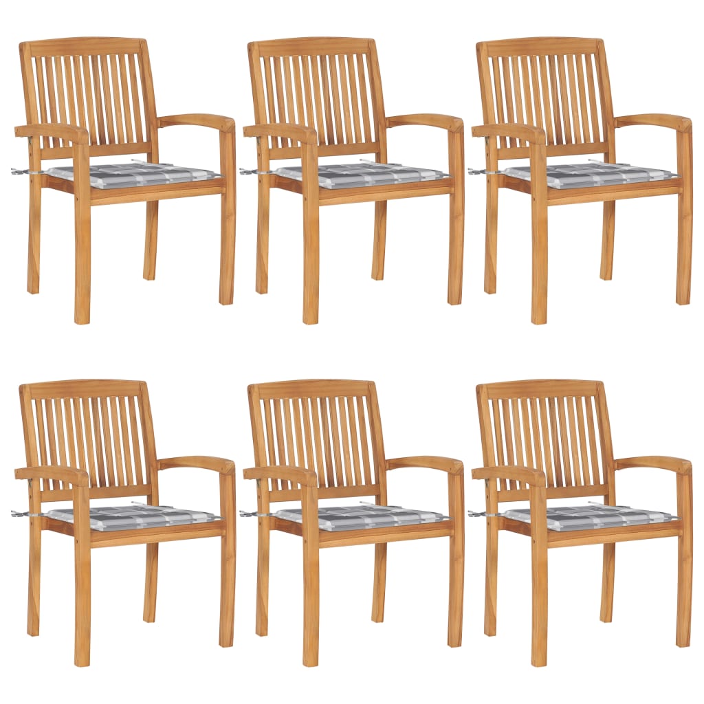 Stapelbare Gartenstühle Mit Kissen 4 Stk. Massivholz Teak