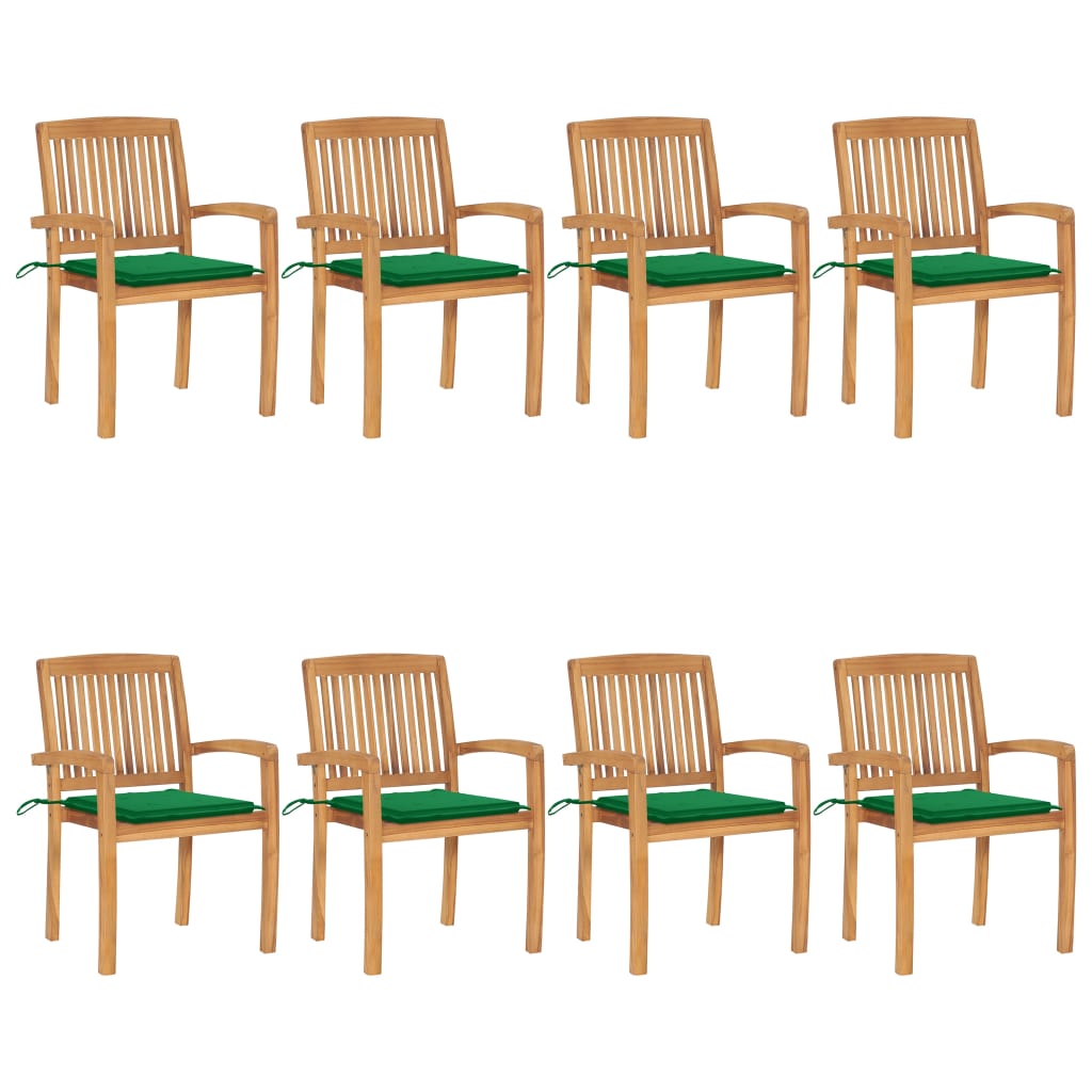 Stapelbare Gartenstühle Mit Kissen 4 Stk. Massivholz Teak