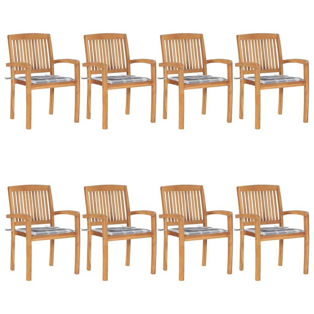 Stapelbare Gartenstühle Mit Kissen 4 Stk. Massivholz Teak