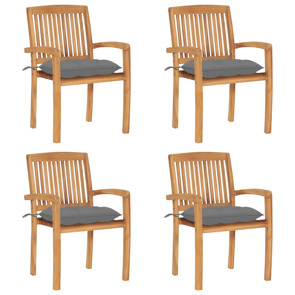 Gartenstühle 2 Stk. Mit Kissen Massivholz Teak