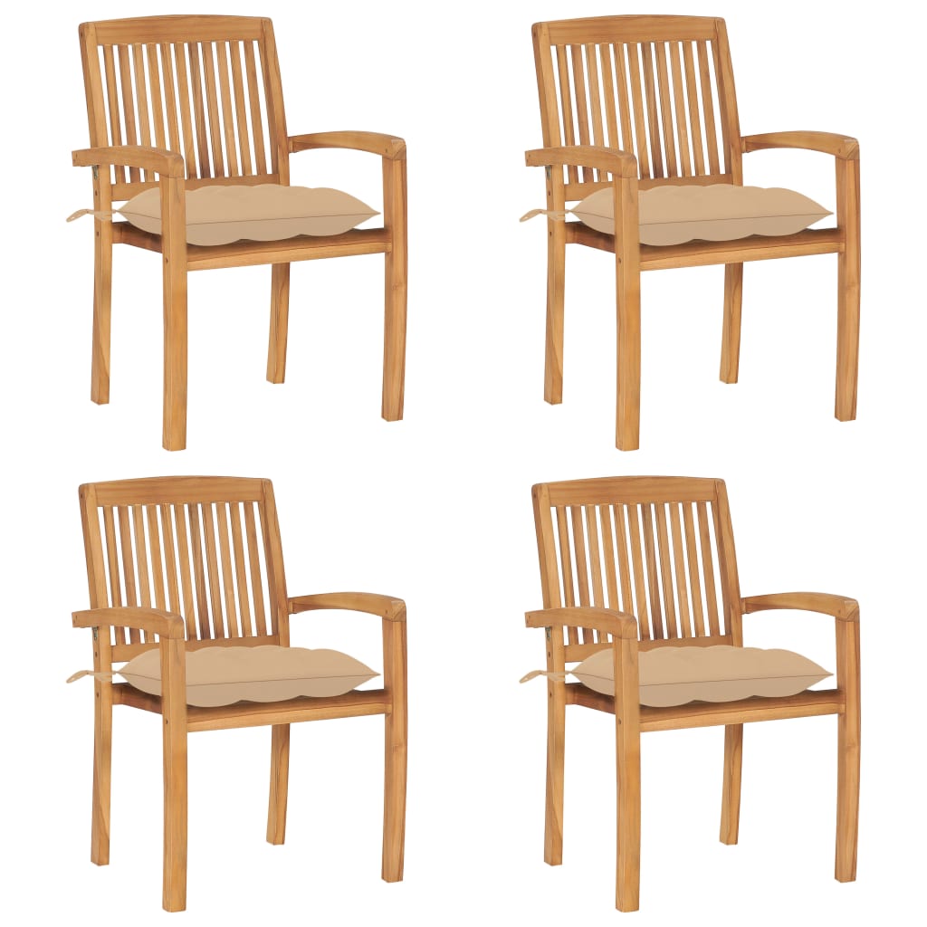 Gartenstühle 2 Stk. Mit Kissen Massivholz Teak
