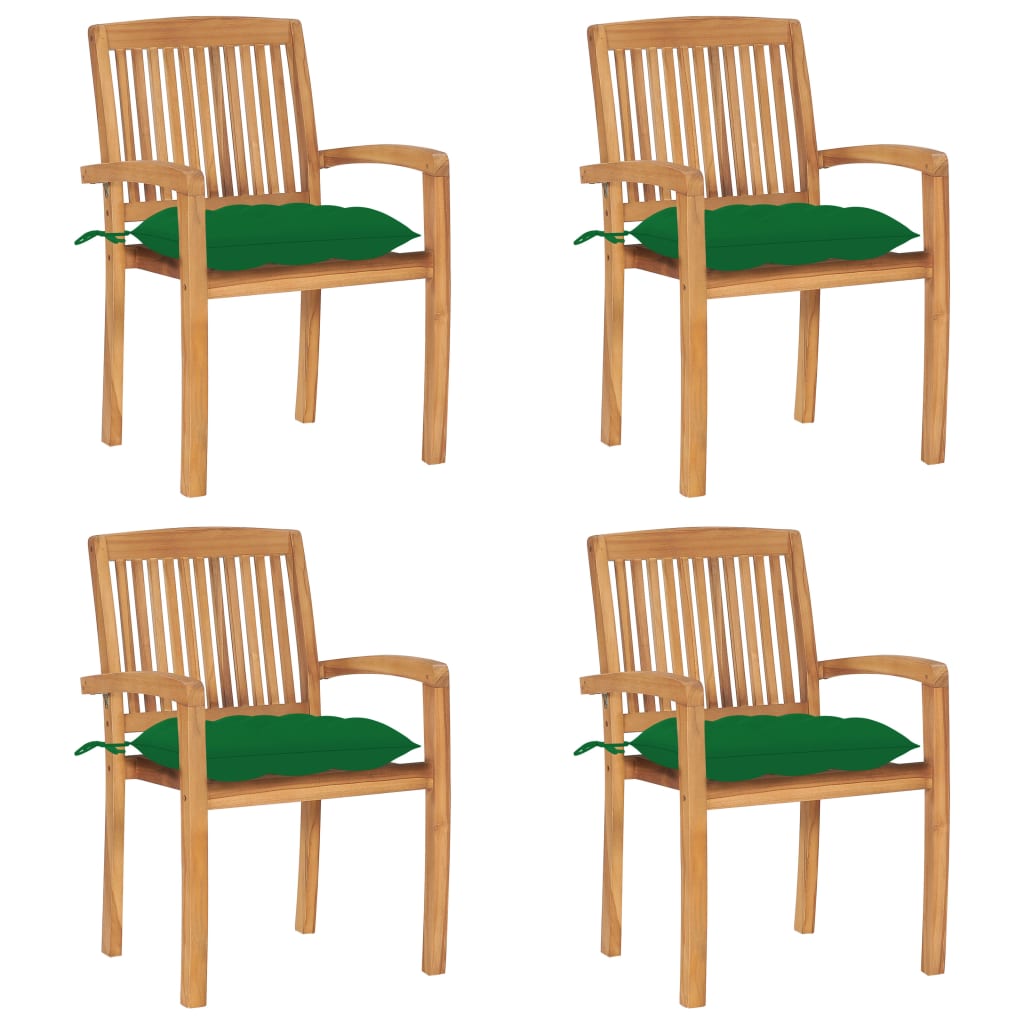 Gartenstühle 2 Stk. Mit Kissen Massivholz Teak