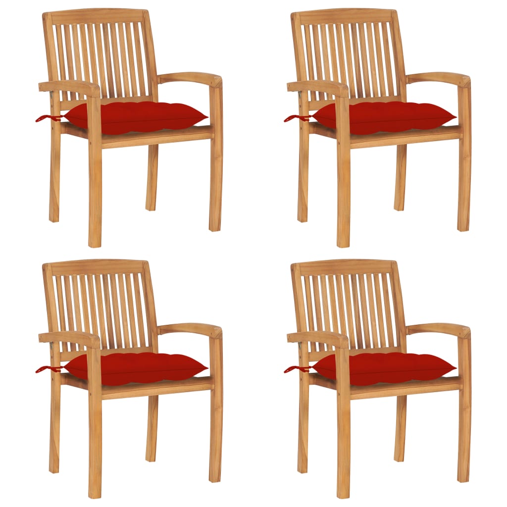 Gartenstühle 2 Stk. Mit Kissen Massivholz Teak