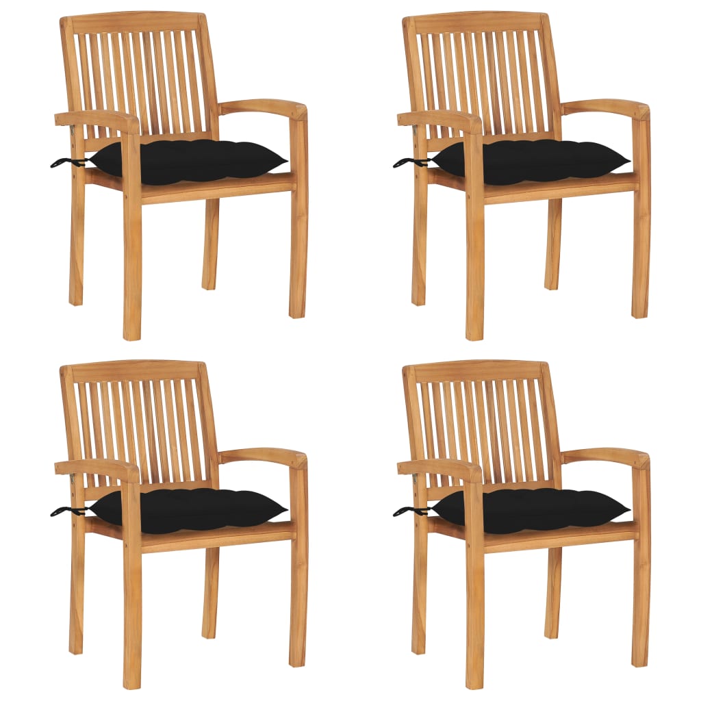 Gartenstühle 2 Stk. Mit Kissen Massivholz Teak