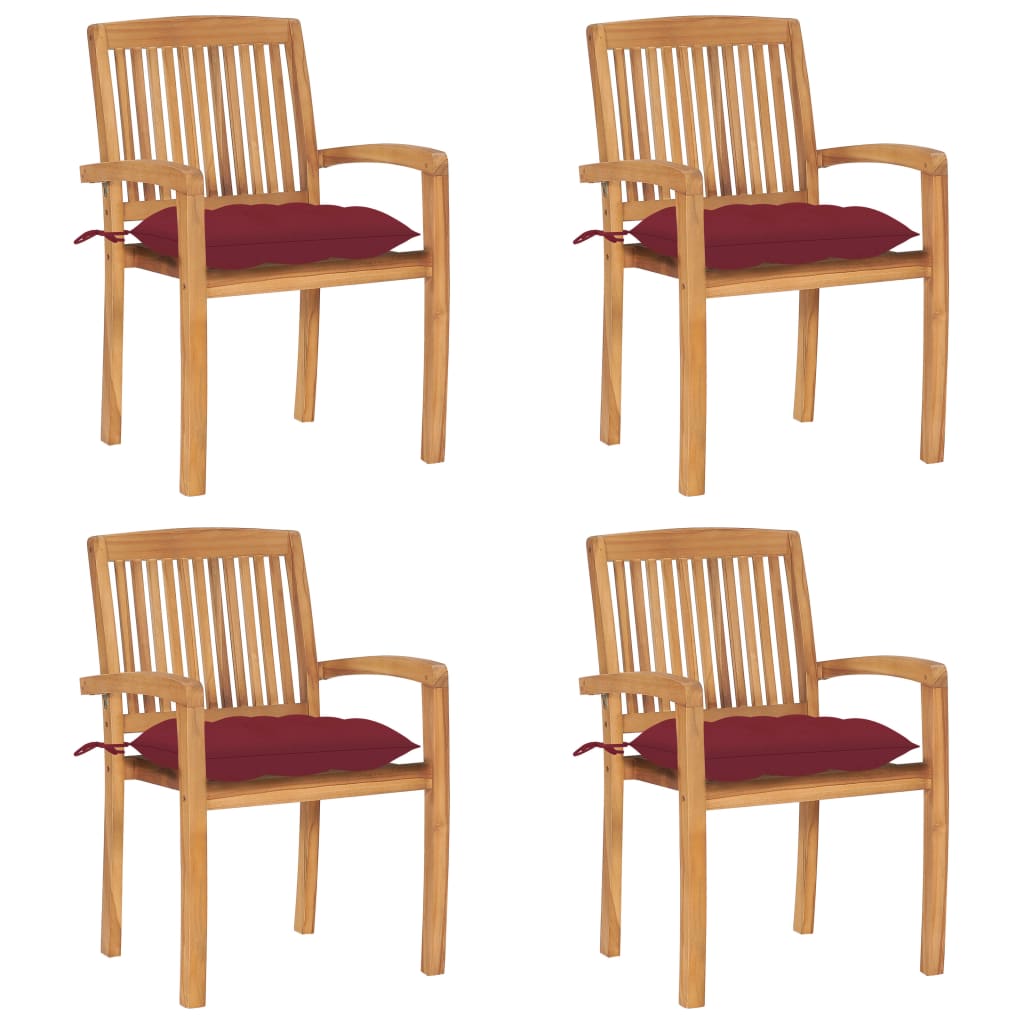 Gartenstühle 2 Stk. Mit Kissen Massivholz Teak