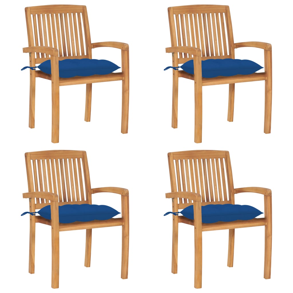 Gartenstühle 2 Stk. Mit Kissen Massivholz Teak