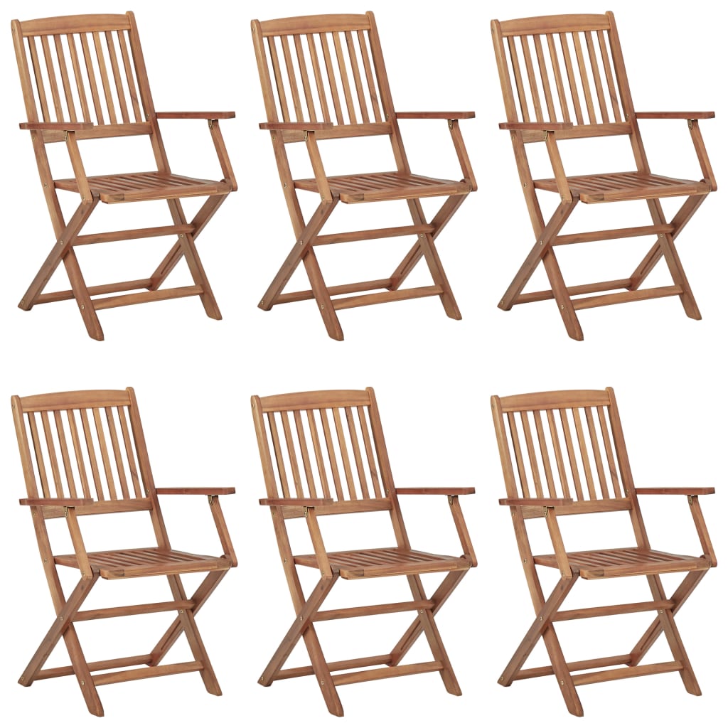 Klappbare Gartenstühle 6 Stk. Mit Kissen Massivholz Akazie