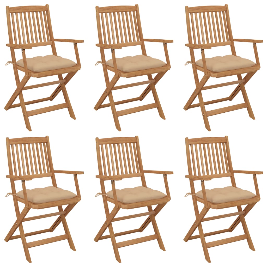 Klappbare Gartenstühle 8 Stk. Mit Kissen Massivholz Akazie