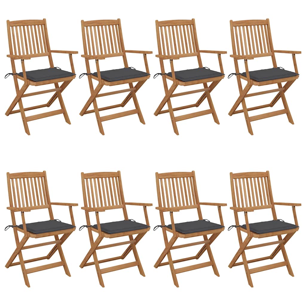 Klappbare Gartenstühle 6 Stk. Mit Kissen Massivholz Akazie