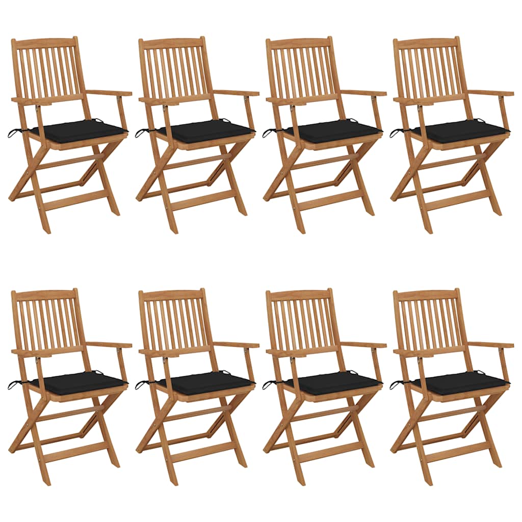 Klappbare Gartenstühle 6 Stk. Mit Kissen Massivholz Akazie