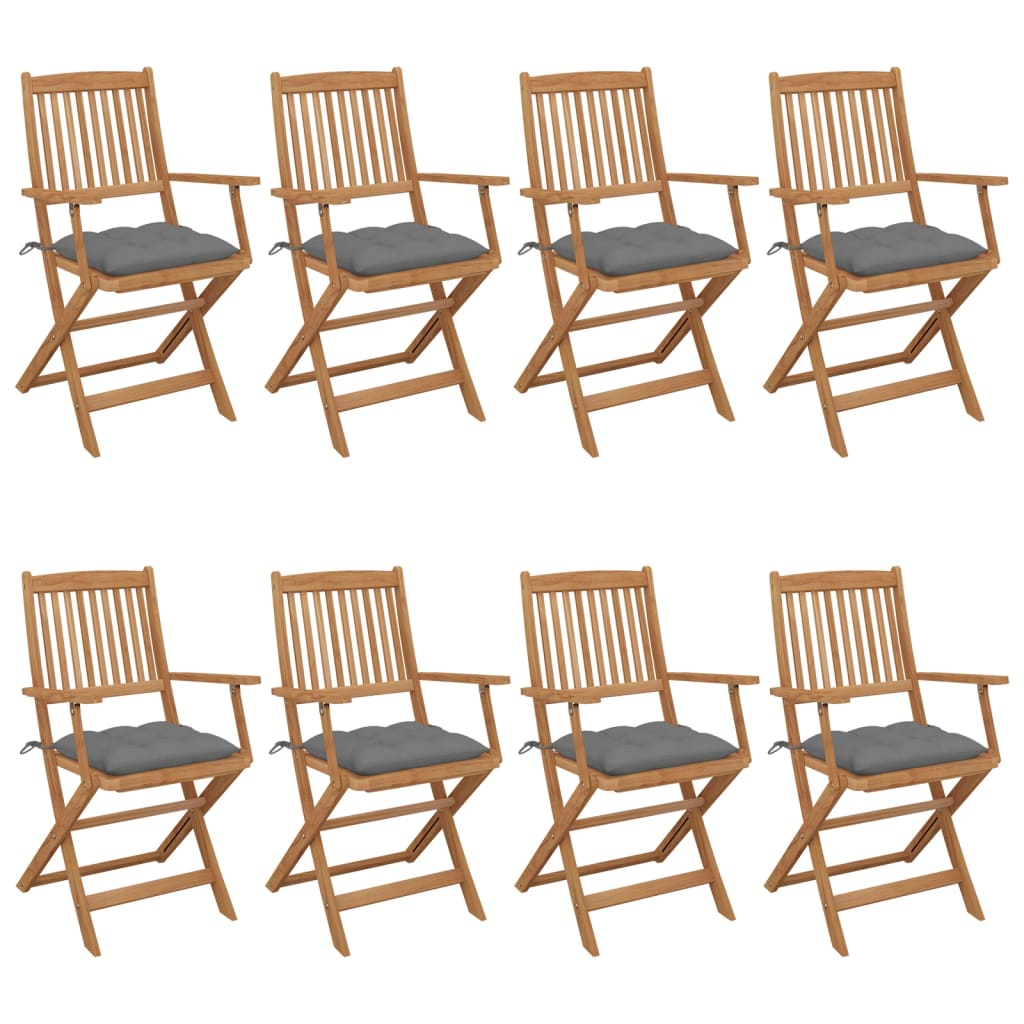 Klappbare Gartenstühle 8 Stk. Mit Kissen Massivholz Akazie