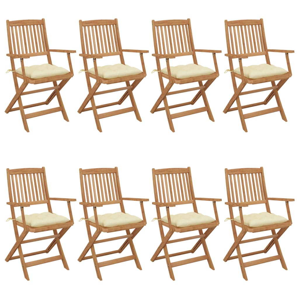 Klappbare Gartenstühle 8 Stk. Mit Kissen Massivholz Akazie