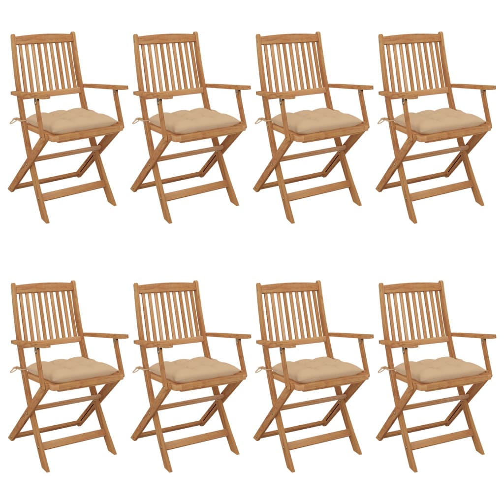 Klappbare Gartenstühle 8 Stk. Mit Kissen Massivholz Akazie