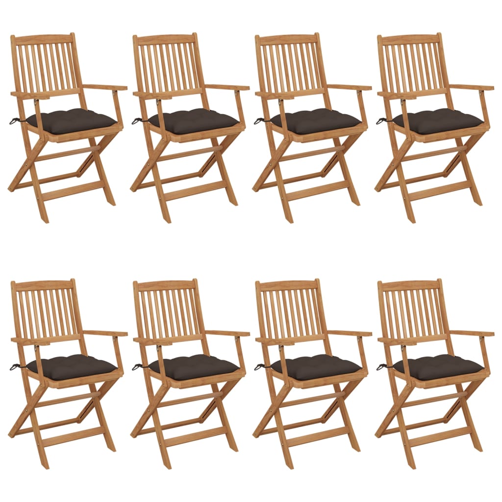 Klappbare Gartenstühle 8 Stk. Mit Kissen Massivholz Akazie