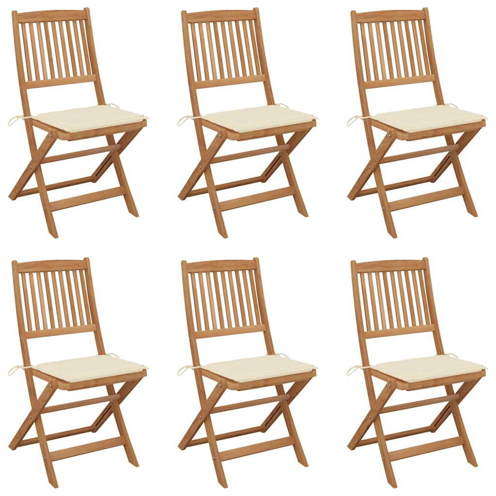 Klappbare Gartenstühle 6 Stk. Mit Kissen Massivholz Akazie
