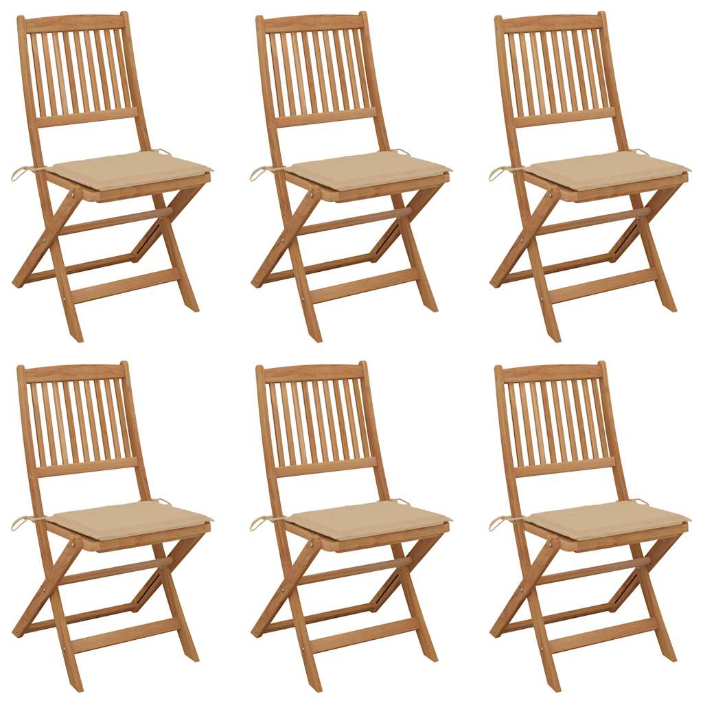 Klappbare Gartenstühle 6 Stk. Mit Kissen Massivholz Akazie
