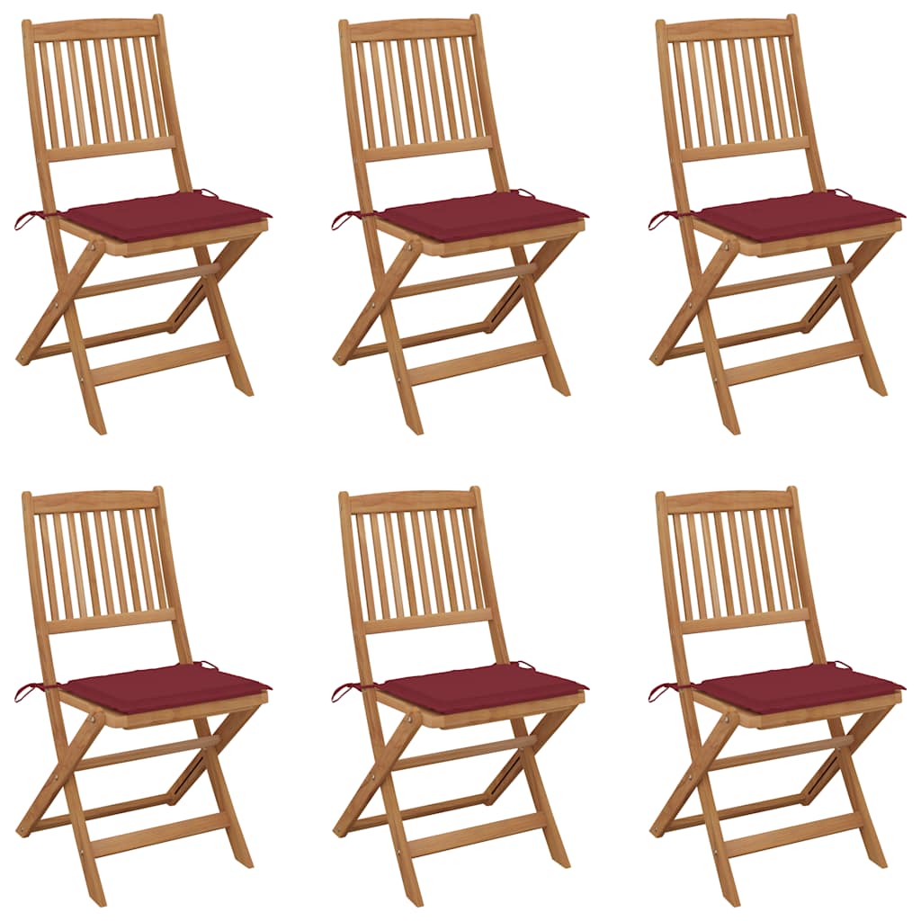 Klappbare Gartenstühle 6 Stk. Mit Kissen Massivholz Akazie