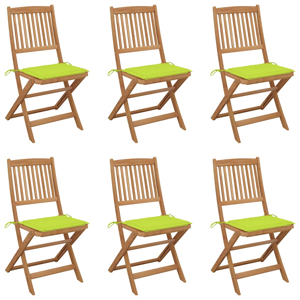 Klappbare Gartenstühle 6 Stk. Mit Kissen Massivholz Akazie