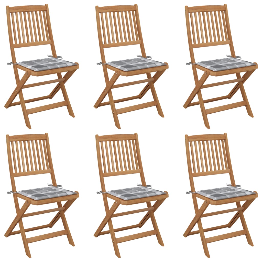 Klappbare Gartenstühle 6 Stk. Mit Kissen Massivholz Akazie