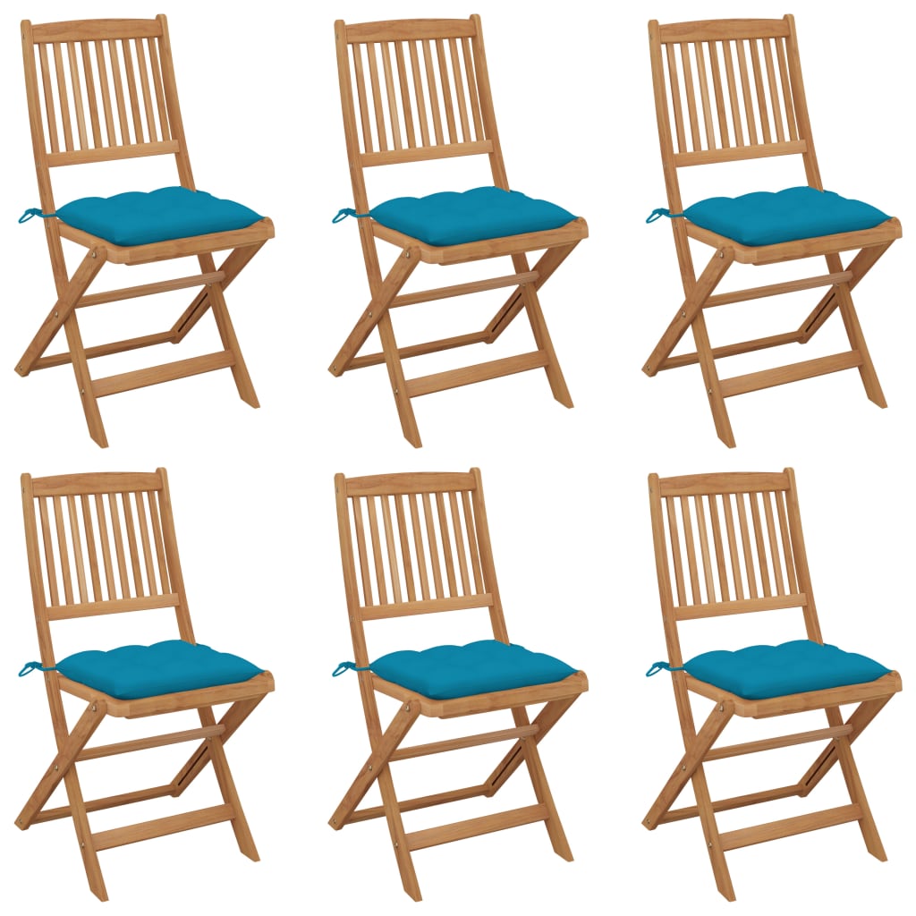 Klappbare Gartenstühle 8 Stk. Mit Kissen Massivholz Akazie