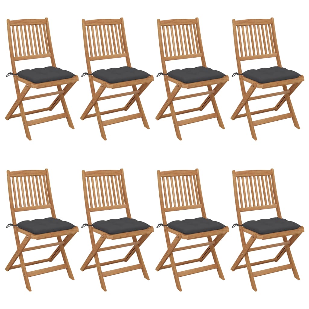 Klappbare Gartenstühle 8 Stk. Mit Kissen Massivholz Akazie