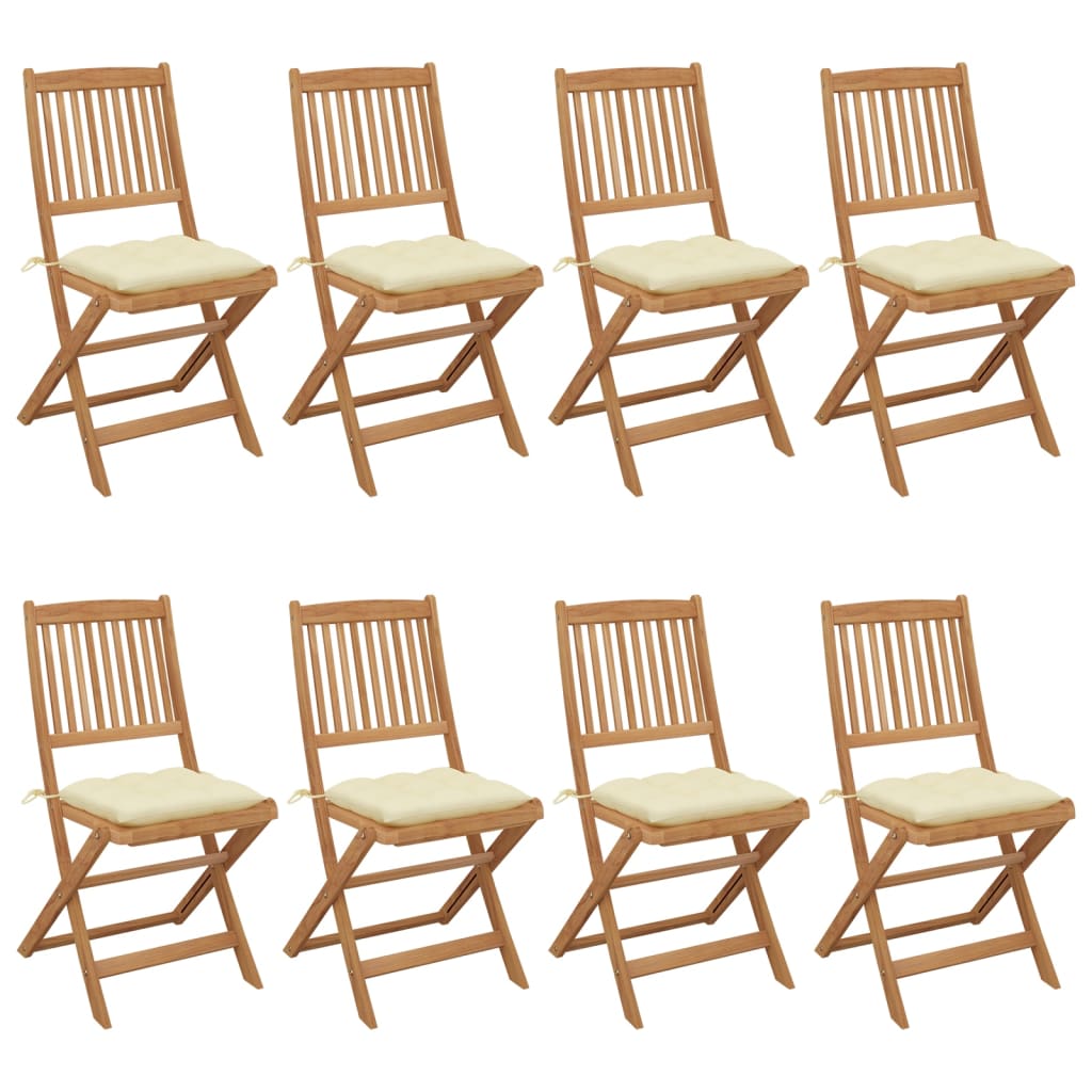 Klappbare Gartenstühle 8 Stk. Mit Kissen Massivholz Akazie
