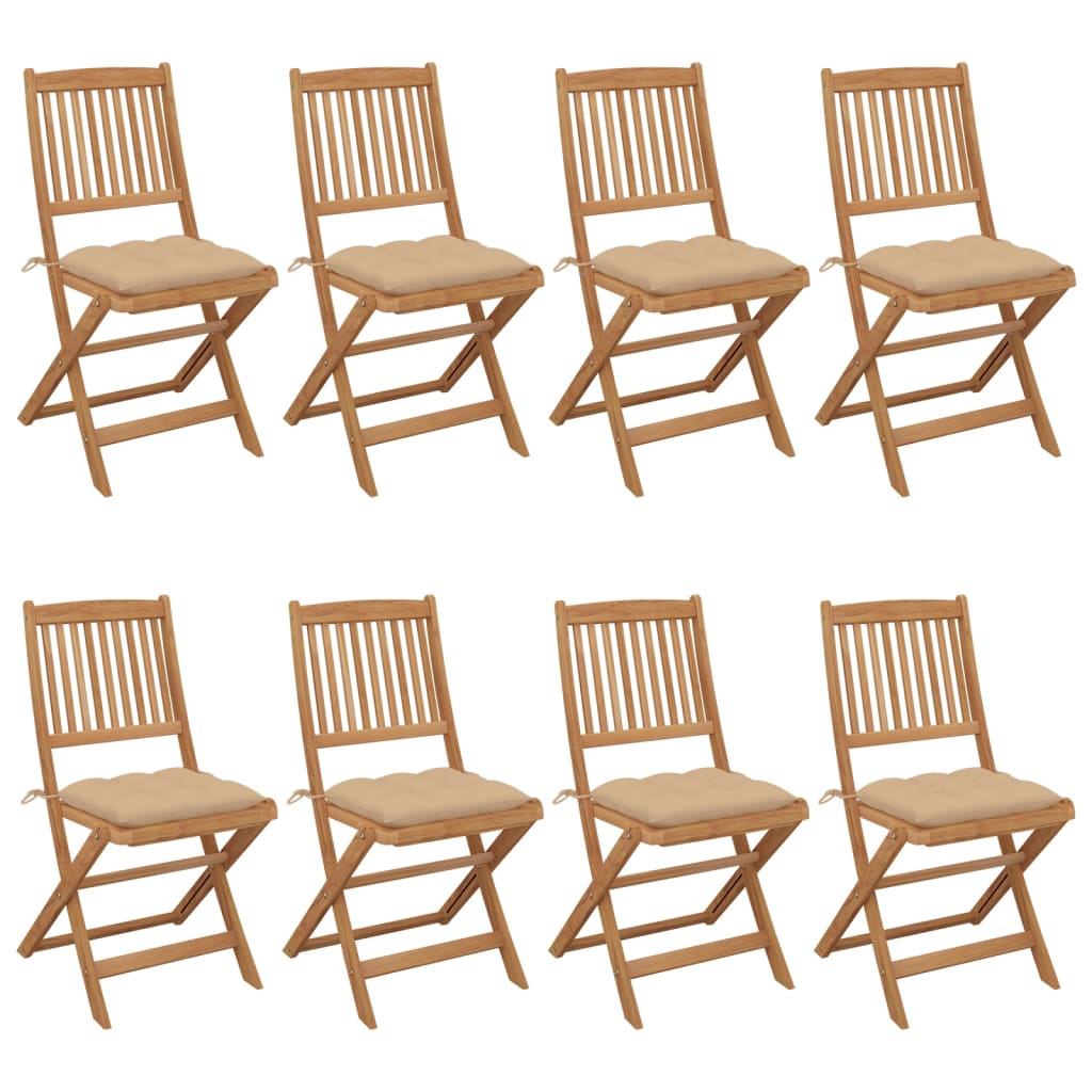 Klappbare Gartenstühle 8 Stk. Mit Kissen Massivholz Akazie