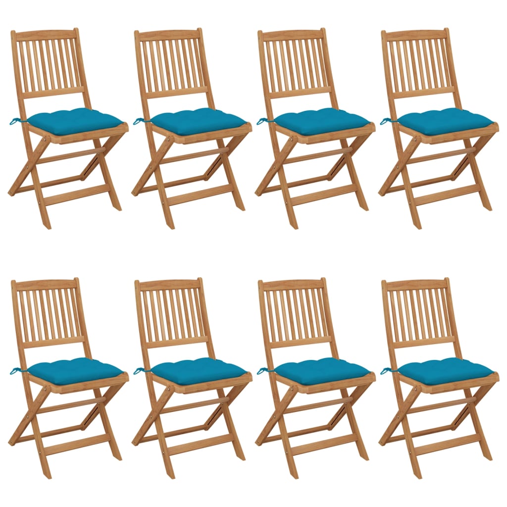 Klappbare Gartenstühle 8 Stk. Mit Kissen Massivholz Akazie