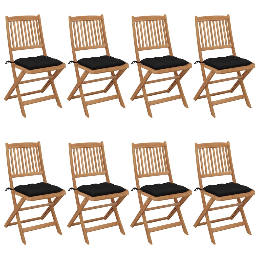 Klappbare Gartenstühle 8 Stk. Mit Kissen Massivholz Akazie