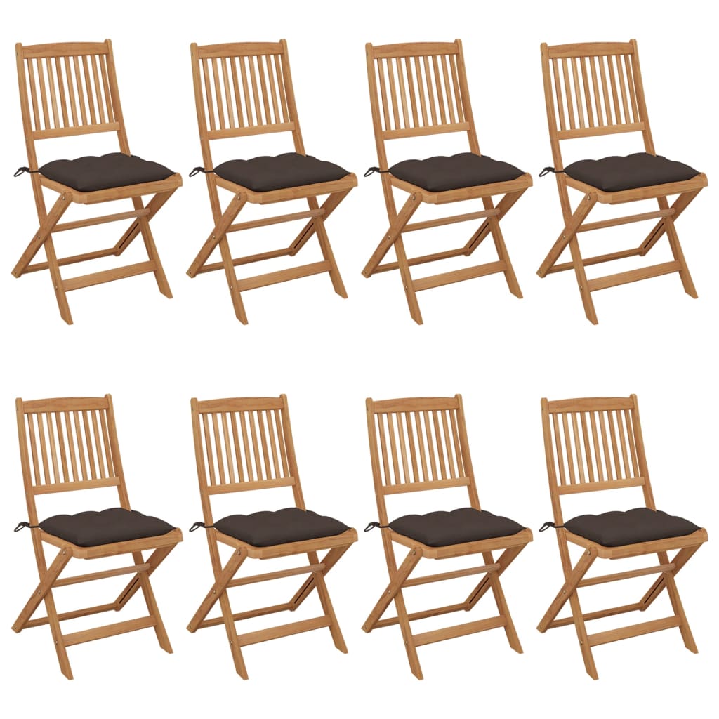 Klappbare Gartenstühle 8 Stk. Mit Kissen Massivholz Akazie