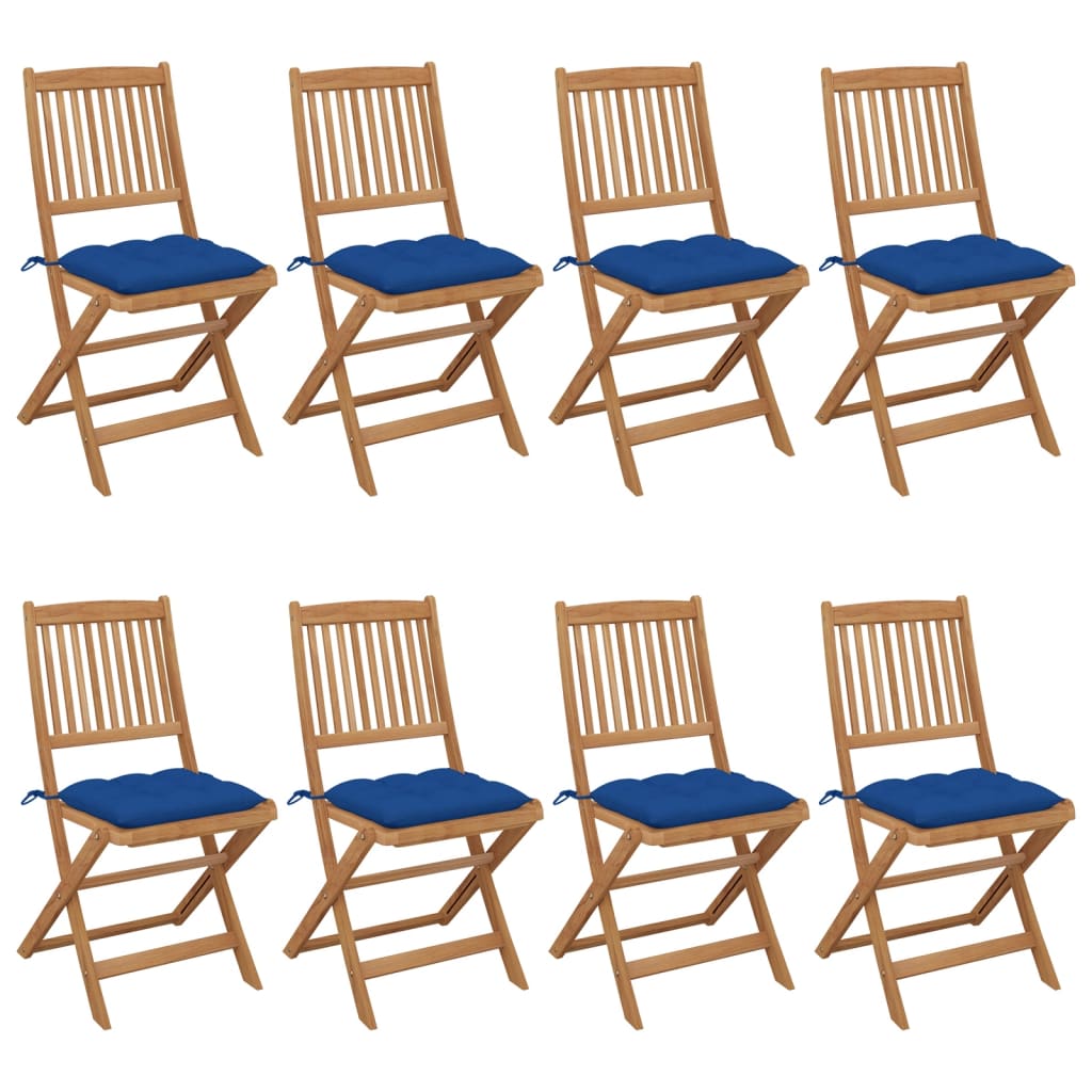 Klappbare Gartenstühle 8 Stk. Mit Kissen Massivholz Akazie