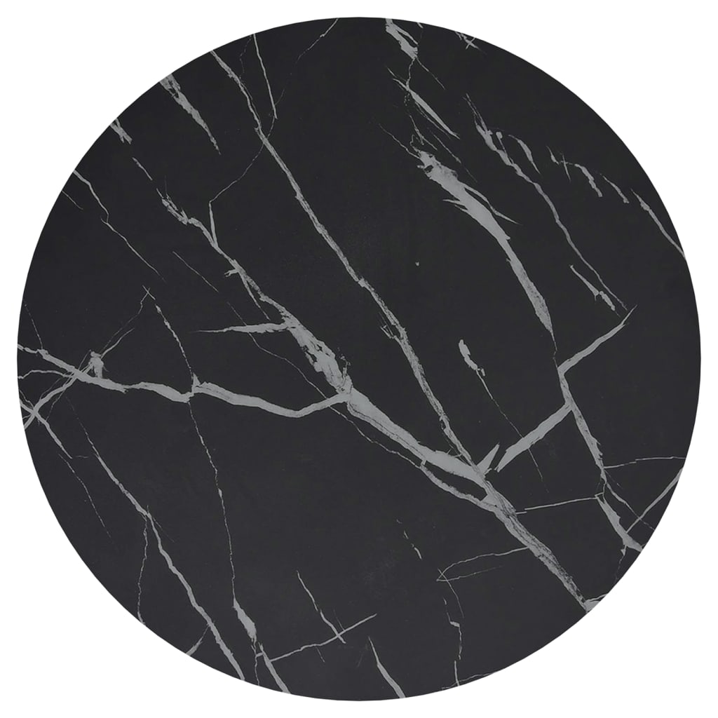 Beistelltisch Golden Und Schwarze Marmor-Optik 45 Cm Hartglas