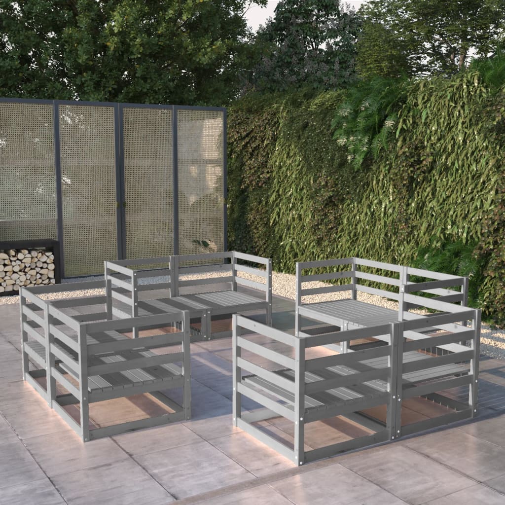 8-Tlg. Garten-Lounge-Set Massivholz Kiefer