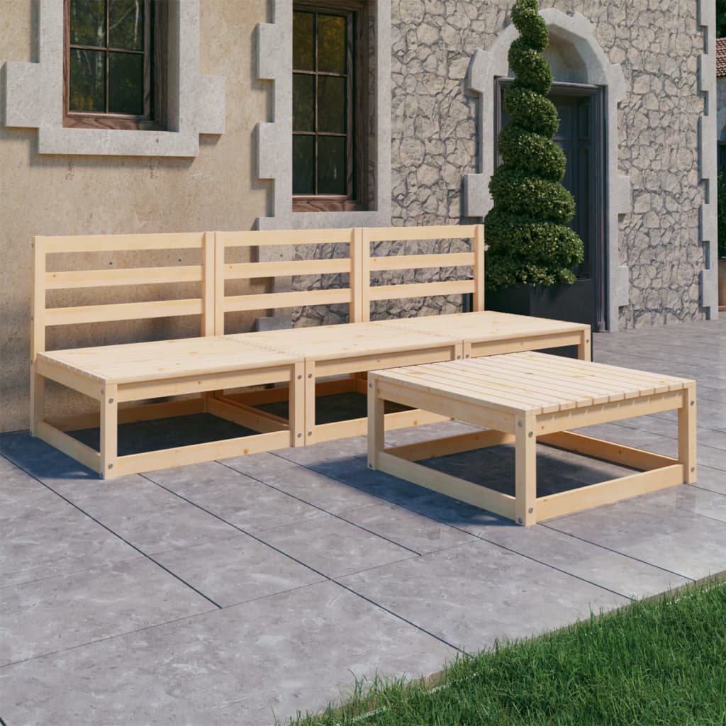 4-Tlg. Garten-Lounge-Set Mit Kissen Kiefer Massivholz