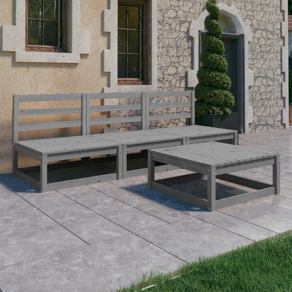 4-Tlg. Garten-Lounge-Set Mit Kissen Kiefer Massivholz