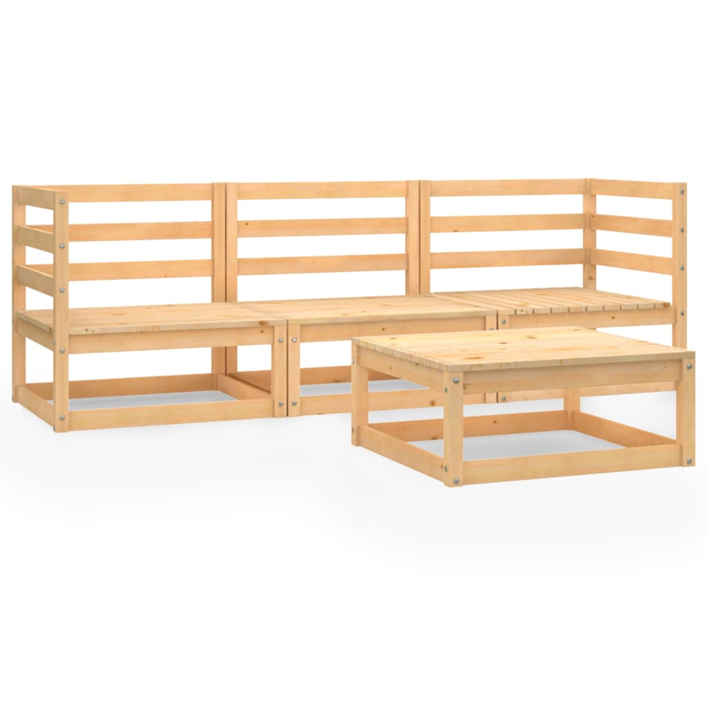 4-Tlg. Garten-Lounge-Set Massivholz Kiefer